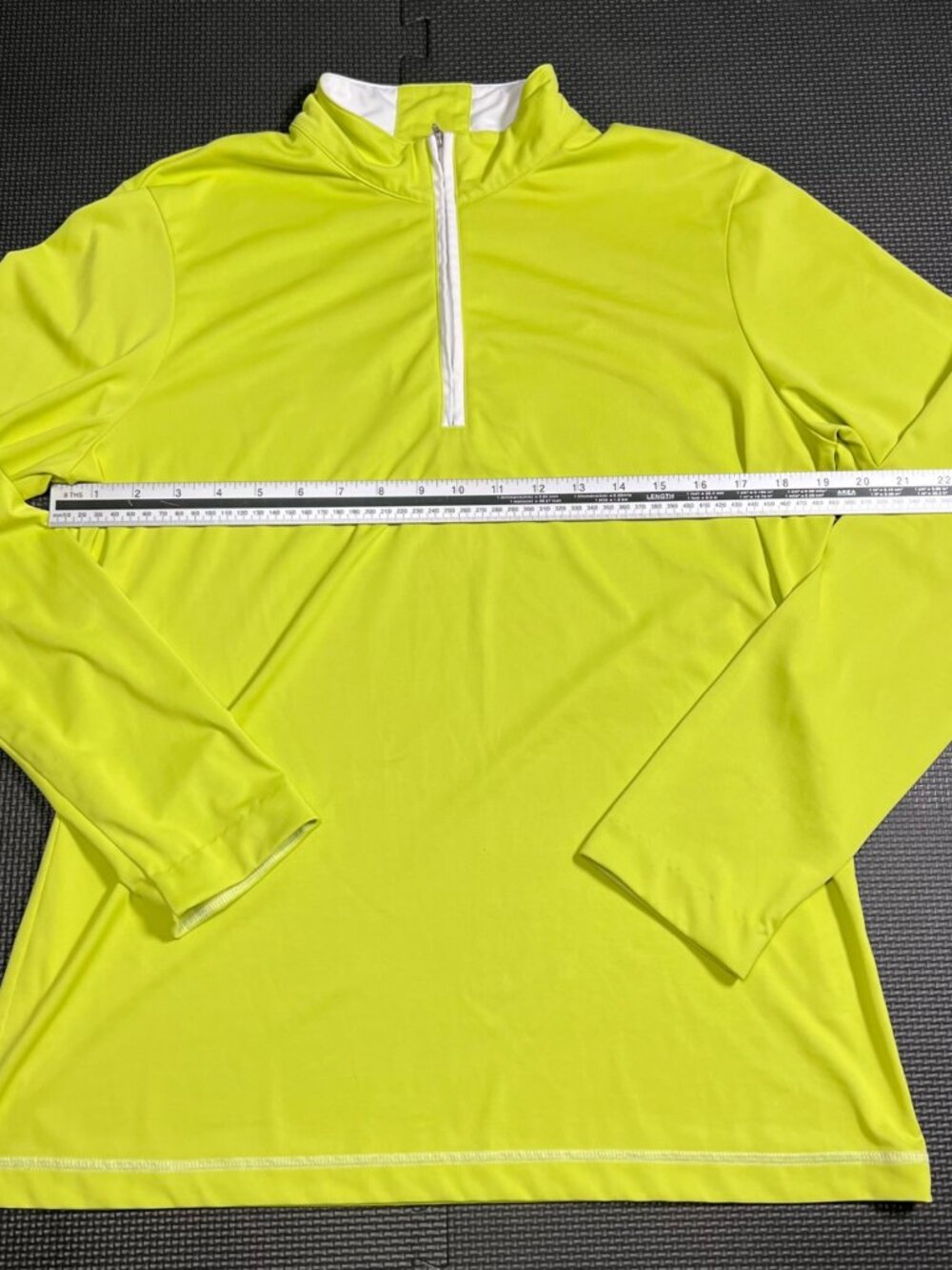 Cutter & Buck CB DryTec Lime Green 1/4 Zip Long Sleeve Shirt M Moisture-Wicking - Picture 4 of 5